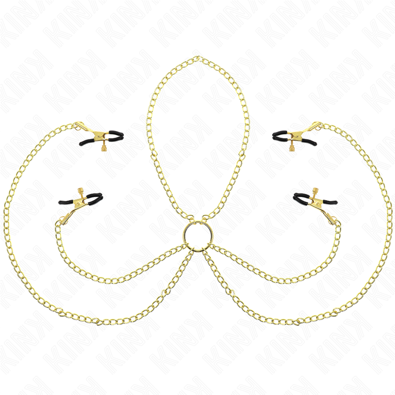 KINK PINZAS PARA PEZONES Y CLITORIS 4 ENGANCHES AJUSTABLE DORADO