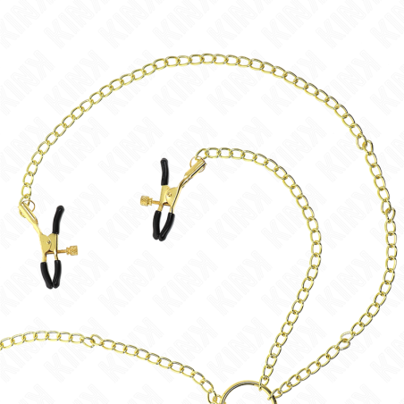 KINK PINZAS PARA PEZONES Y CLITORIS 4 ENGANCHES AJUSTABLE DORADO