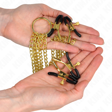 KINK PINZAS PARA PEZONES Y CLITORIS 4 ENGANCHES AJUSTABLE DORADO