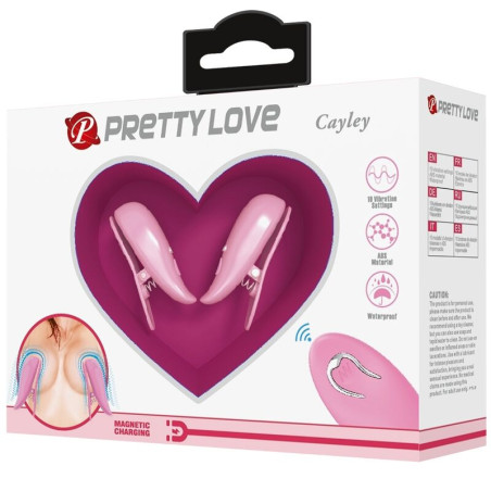 PRETTY LOVE CAILEY PINZAS PARA PEZONES 10 VIBRACIONES CONTROL REMOTO ROSA
