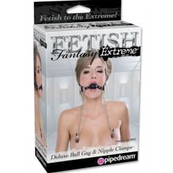 FETISH FANTASY EXTREME MORDAZA DELUXE CON PINZAS PEZONES CON CADENAS 2