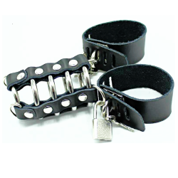 OHMAMA FETISH JAULA PENE CON ANILLAS METALICAS Y CORREAS PIEL 2