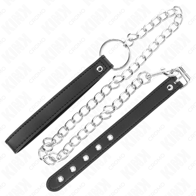 KINK ANILLO PENE CUERO 215 X 2 CM CON CADENA METAL 60 CM Y CORREA DE CUERO