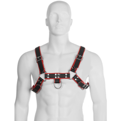 LEATHER BODY CHAIN HARNESS III BLACK RED 2