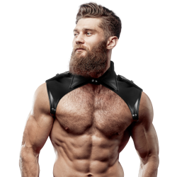 FETISH SUBMISSIVE ATTITUDE MENS BRIGADE ADJUSTABLE ECO LEATHER NECK HARNESS 2