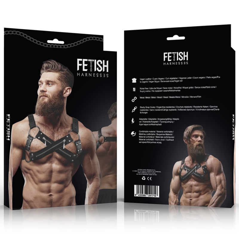FETISH SUBMISSIVE ATTITUDE ARNES BULLDOG AJUSTABLE NEOPRENO PECHO CRUZADO CON CREMALLERAS HOMBRE