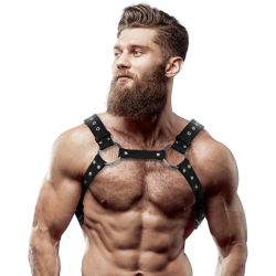 FETISH SUBMISSIVE ATTITUDE MENS ECO LEATHER CHEST HARNESS WITH STUDS 2