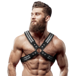 FETISH SUBMISSIVE ATTITUDE ARNES ECOPIEL PECHO CRUZADO CON REMACHES HOMBRE