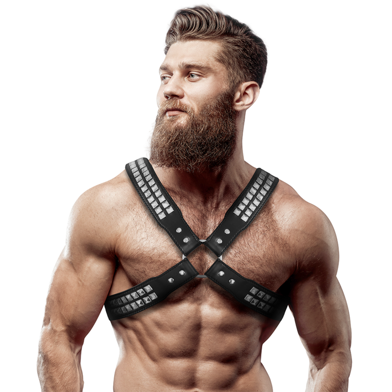 FETISH SUBMISSIVE ATTITUDE ARNES ECOPIEL PECHO CRUZADO CON REMACHES HOMBRE