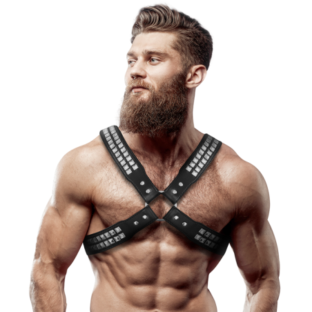 FETISH SUBMISSIVE ATTITUDE ARNES ECOPIEL PECHO CRUZADO CON REMACHES HOMBRE