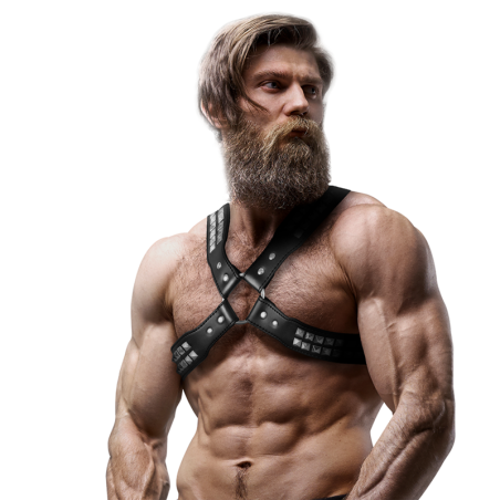 FETISH SUBMISSIVE ATTITUDE ARNES ECOPIEL PECHO CRUZADO CON REMACHES HOMBRE