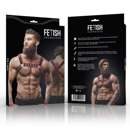 FETISH SUBMISSIVE ATTITUDE ARNES BULLDOG ECOPIEL PECHO HOMBRE NEGRO ROJO