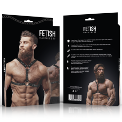 FETISH SUBMISSIVE ATTITUDE ARNES ECOPIEL PECHO CON DOBLE SUJECION Y TACHUELAS HOMBRE 2
