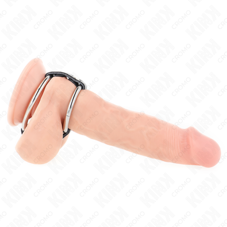 KINK ANILLO PENE METAL DOBLE 38 CM A 5 CM CONECTADOS CON CUERO