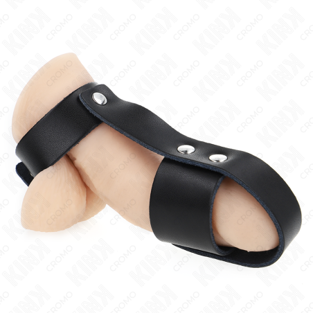 KINK ANILLO JAULA PENE CUERO CON DIVISOR DE BOLAS AJUSTABLE
