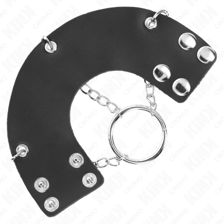 KINK ANILLO PENE 4 CM CADENA 7 CM METAL CON CINTURON CUERO
