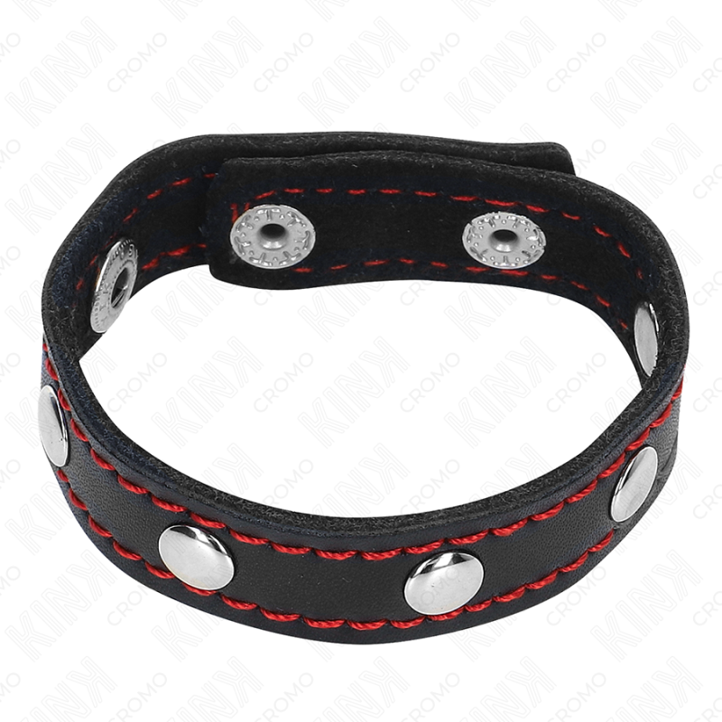 KINK ANILLO PENE CUERO CON CIERRE A PRESION FORRO ROJO 21 X 15 CM