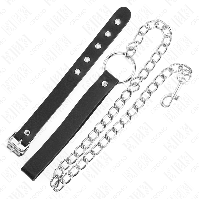 KINK ANILLO PENE CUERO CON CORREA 215 X 2 CM Y CADENA METAL 60 CM