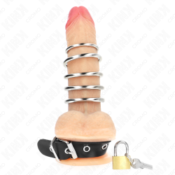 KINK ANILLO PENE CUERO CORREA CON CERRADURA 21 X 2 CM Y 5 ANILLOS METAL DE 3 CM A 4 CM 2