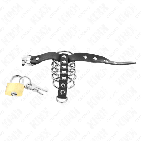 KINK ANILLO PENE CUERO CORREA CON CERRADURA 21 X 2 CM Y 5 ANILLOS METAL DE 3 CM A 4 CM