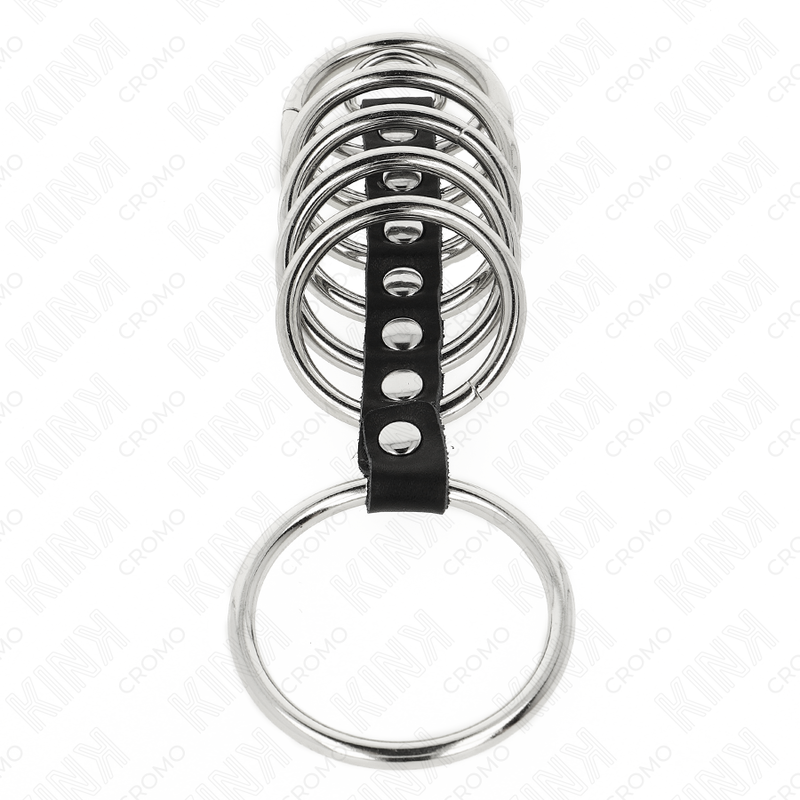 KINK 7 ANILLOS PENE METAL 32 CM A 5 CM CONECTADOS POR POLIPIEL