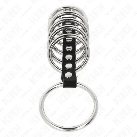 KINK 7 ANILLOS PENE METAL 32 CM A 5 CM CONECTADOS POR POLIPIEL