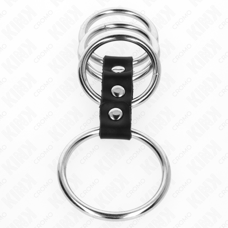 KINK 4 ANILLOS PENE METAL 37 CM A 5 CM CONECTADOS POR CUERO