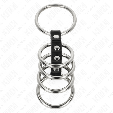 KINK 5 ANILLOS PENE 37 CM A 5 CM METAL CONECTADOS POR CUERO