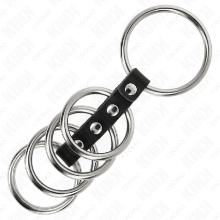 KINK 5 ANILLOS PENE 37 CM A 5 CM METAL CONECTADOS POR CUERO