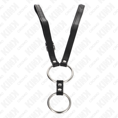 KINK ANILLO PENE DOBLE METAL 38 CM A 5 CM CON CINTURON DE POLIPIEL 112 CM