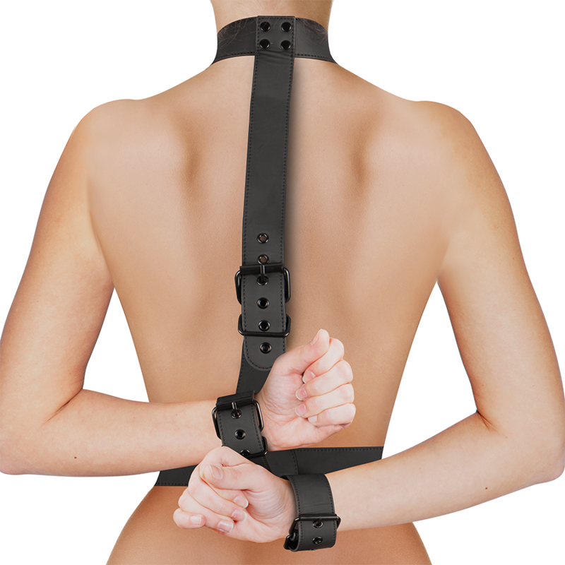FETISH SUBMISSIVE BONDAGE CONJUNTO DE SUJECION PARA EL CUERPO DE CUELLO Y MUNEQUERAS