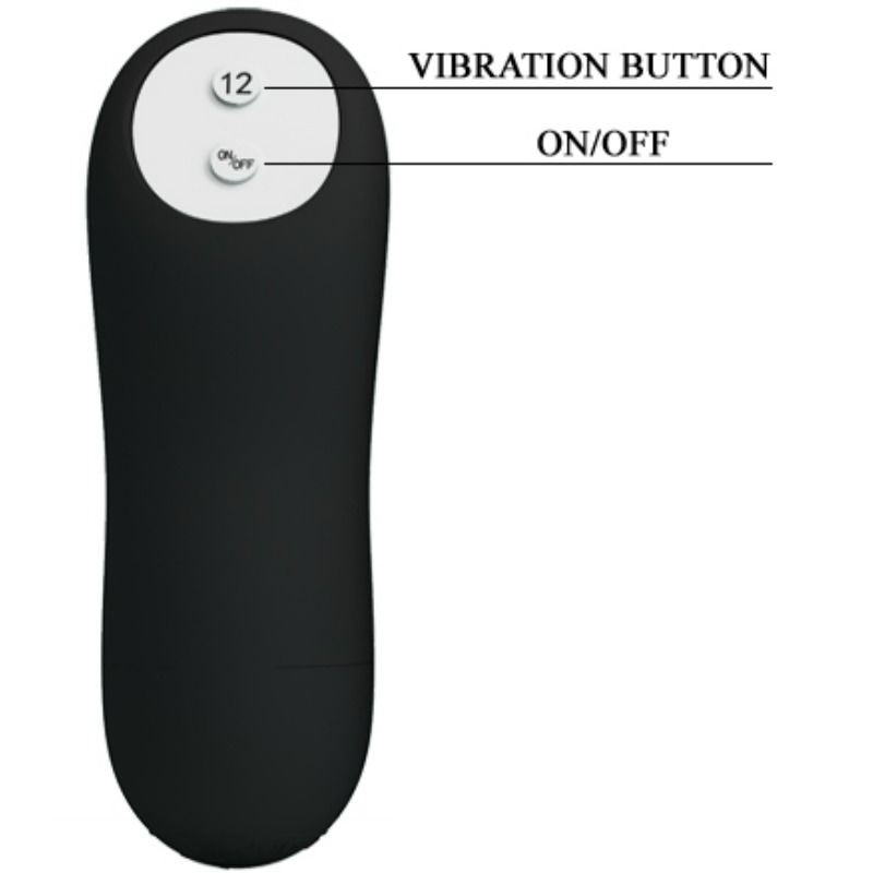 PRETTY LOVE PLUG ANAL SILICONA FORMA PENE Y 12 MODOS VIBRACION NEGRO