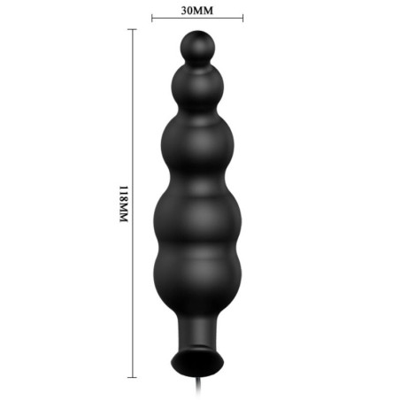 PRETTY LOVE PLUG ANAL SILICONA ESTIMULACION EXTRA Y 12 MODOS VIBRACION NEGRO CONTROL REMOTO