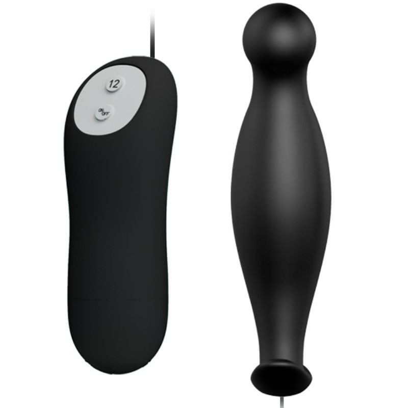 PRETTY LOVE PLUG ANAL SILICONA 12 MODOS VIBRACION NEGRO