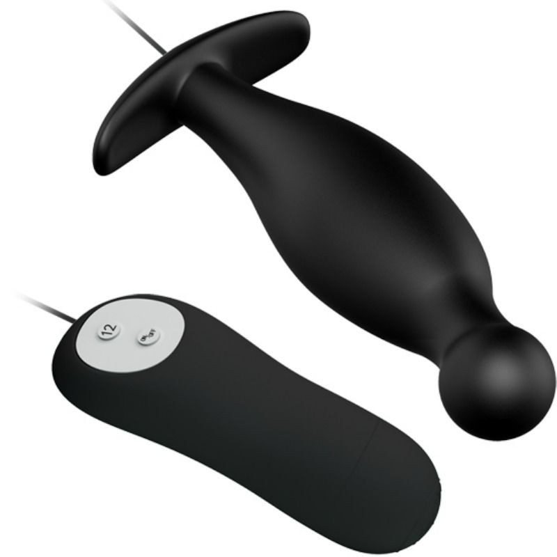PRETTY LOVE PLUG ANAL SILICONA 12 MODOS VIBRACION NEGRO