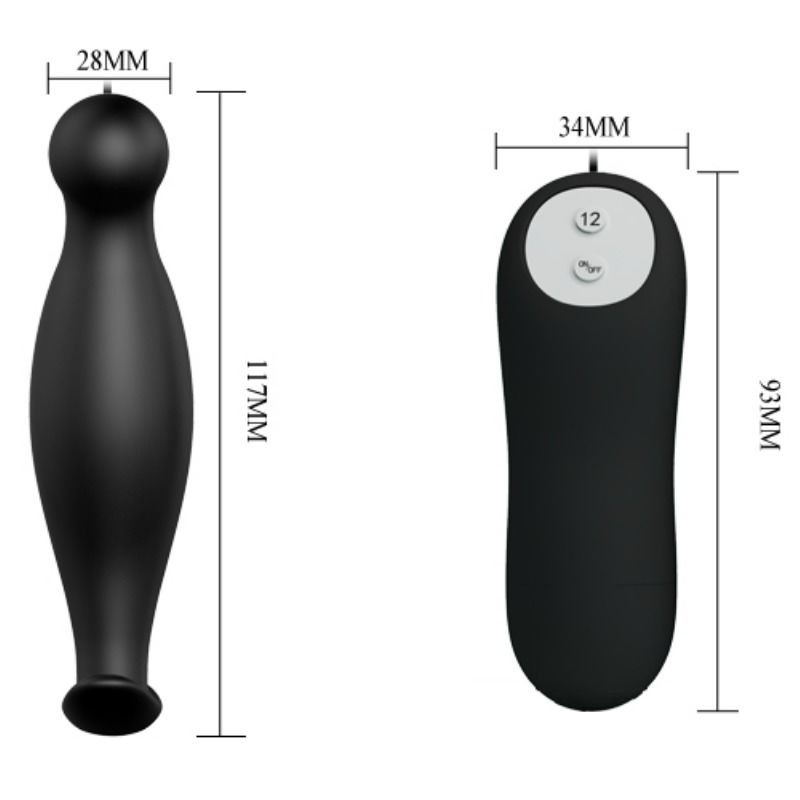PRETTY LOVE PLUG ANAL SILICONA 12 MODOS VIBRACION NEGRO