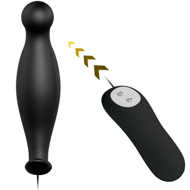 PRETTY LOVE PLUG ANAL SILICONA 12 MODOS VIBRACION NEGRO