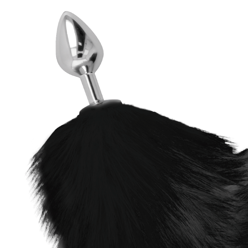 DARKNESS PLUG ANAL SILVER 8 CM CON COLA NEGRO
