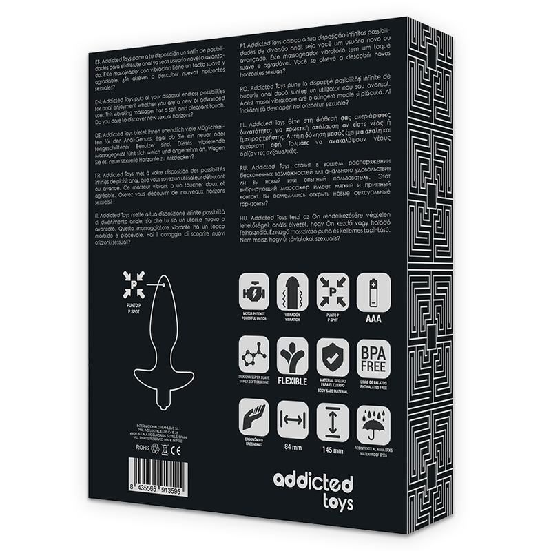 ADDICTED TOYS MASAJEADOR PLUG ANAL CON VIBRACION NEGRO