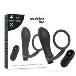 ADDICTED TOYS ANILLA PENE CON PLUG ANAL CONTROL REMOTO NEGRO RECARGABLE 2