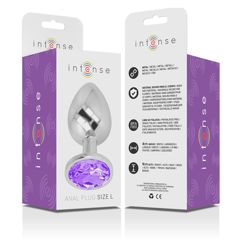 INTENSE PLUG ANAL METAL ALUMINIO CON CRISTAL VIOLETA TALLA L
