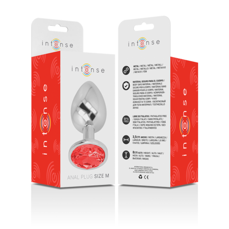 INTENSE PLUG ANAL METAL CON CRISTAL ROJO TALLA M