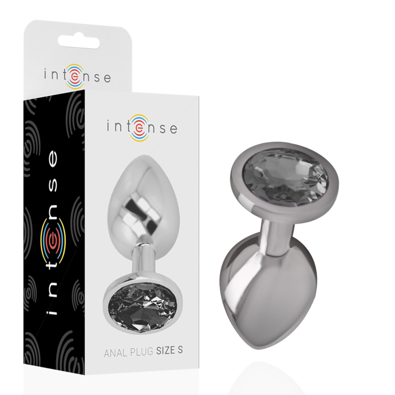 INTENSE PLUG ANAL METAL ALUMINIO CON CRISTAL NEGRO TALLA S