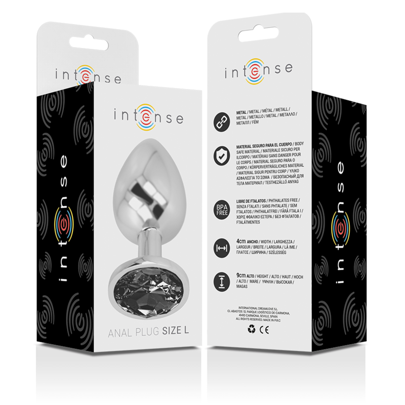INTENSE PLUG ANAL METAL ALUMINIO CON CRISTAL NEGRO TALLA L