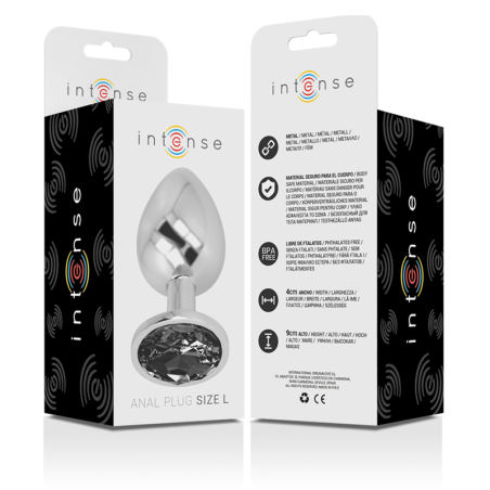 INTENSE PLUG ANAL METAL ALUMINIO CON CRISTAL NEGRO TALLA L