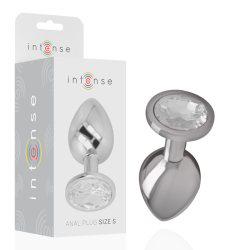 INTENSE PLUG ANAL METAL ALUMINIO CON CRISTAL PLATA TALLA S