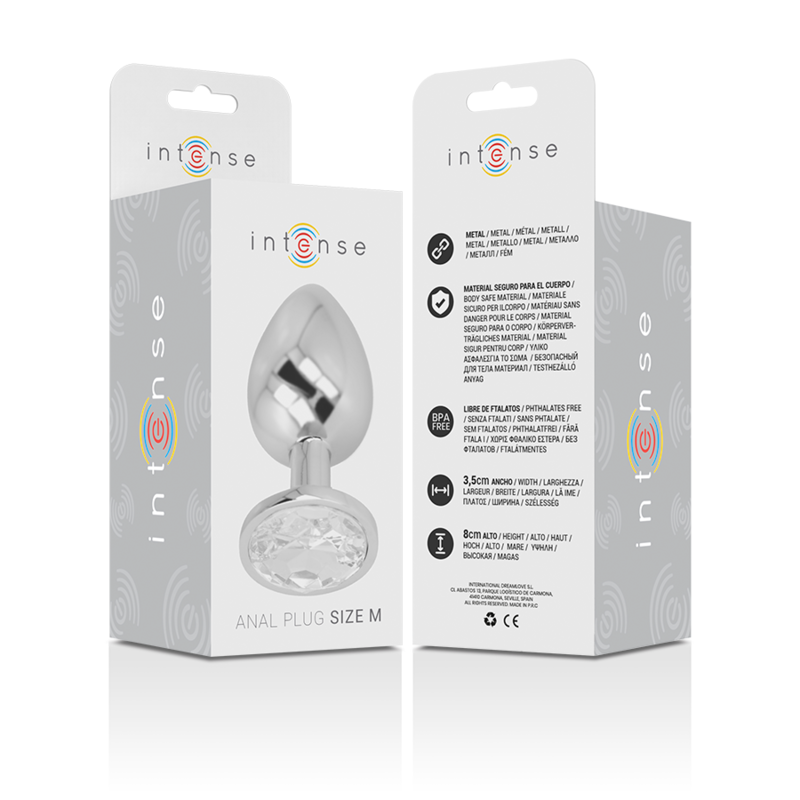 INTENSE PLUG ANAL METAL ALUMINIO CON CRISTAL PLATA TALLA M