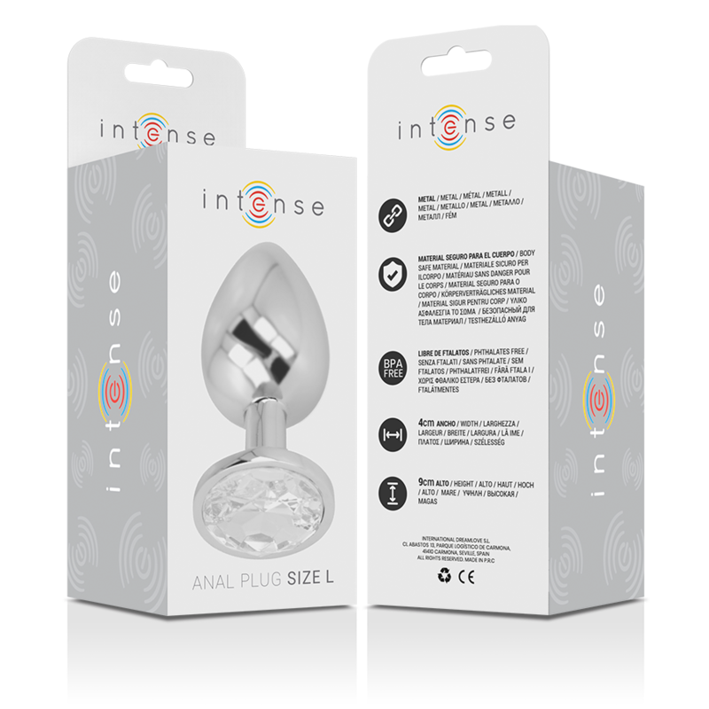INTENSE PLUG ANAL METAL ALUMINIO CON CRISTAL PLATA TALLA L