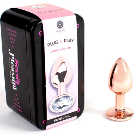 SECRETPLAY METAL BUTT PLUG ORO ROSA TALLA S 7 CM