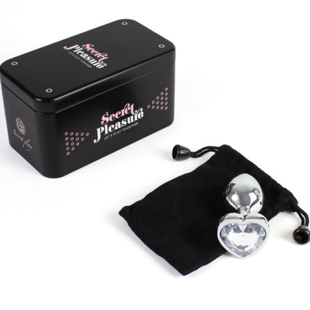SECRETPLAY METAL BUTT PLUG CORAZON TRANSPARENTE TALLA S 7 CM